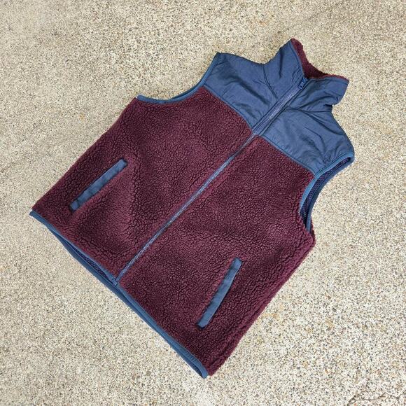 Vtg 90s GAP Multicolor Colorblock Two Tone Outdoors Deep Pile Fleece Vest L - Picture 2 of 6